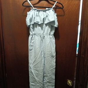 H&M Woman's Jumpsuit Size 4 Spaghetti Straps Ruffle Neck And Shoulder